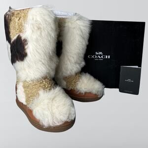 New Coach Morton Semi Matte Calf Leather & Shearling Bootie